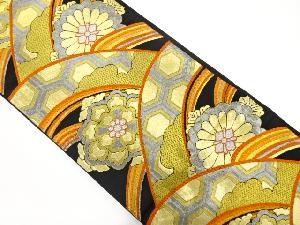 アンティーク 青海波に華紋・亀甲模様織出し袋帯(着用可)